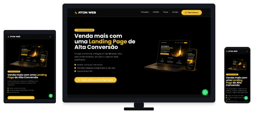 Landing page da agência online Aton WEB